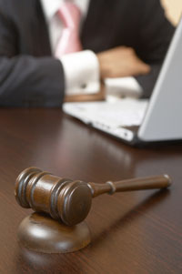 Laptop and gavel